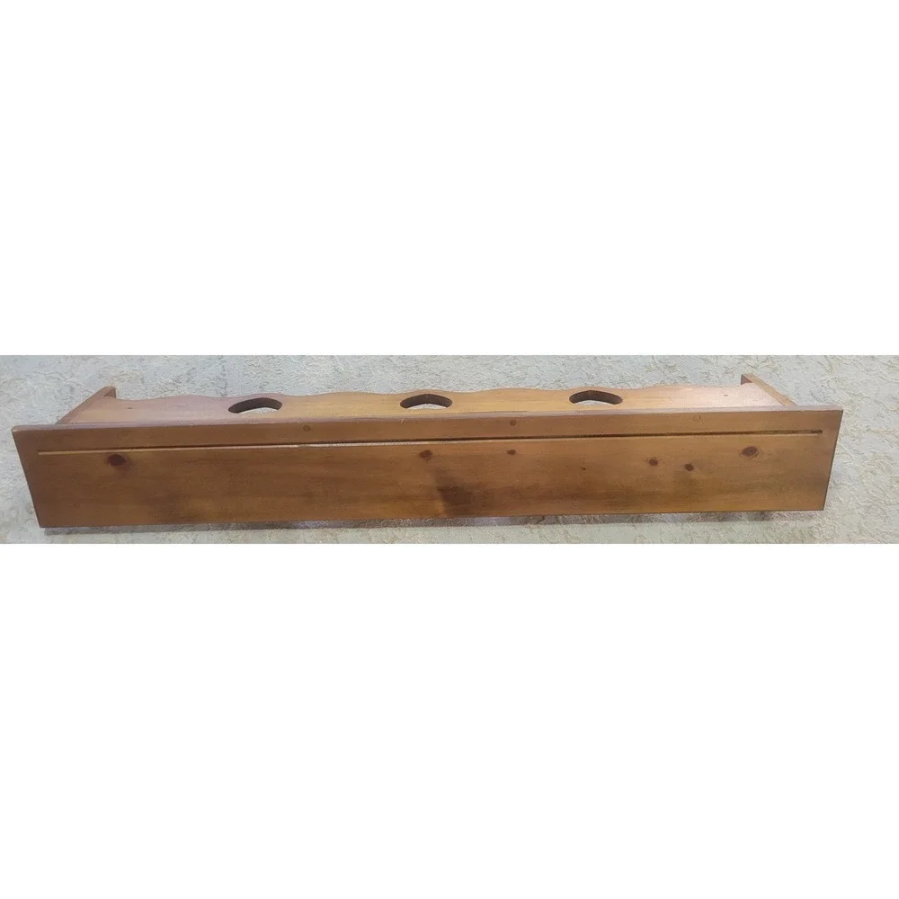 Vintage Pine Wood Wall Shelf Heart Cutouts 4 Pegs Plate Groove Farmhouse 48